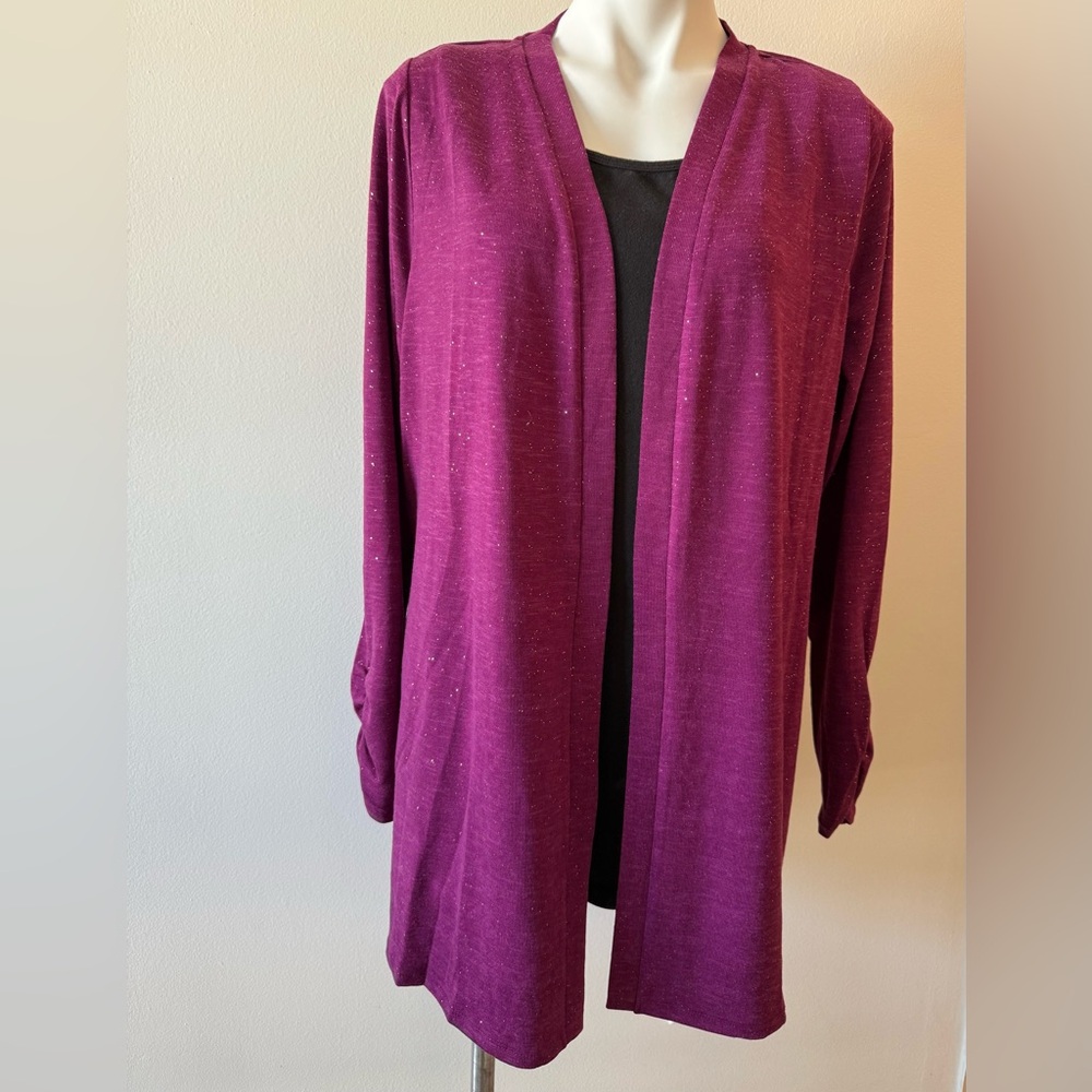 Lane Bryant Women's Purple Open Front Sweater